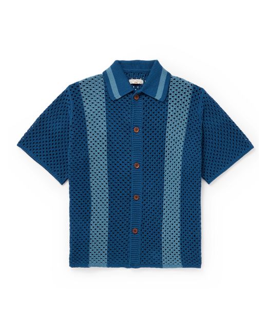 Nudie Jeans Fabbe Striped Cotton-Crochet Shirt