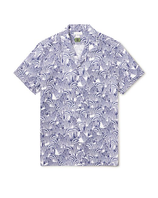 Incotex Glanshirt Printed Lyocell Cotton and Linen-Blend Shirt