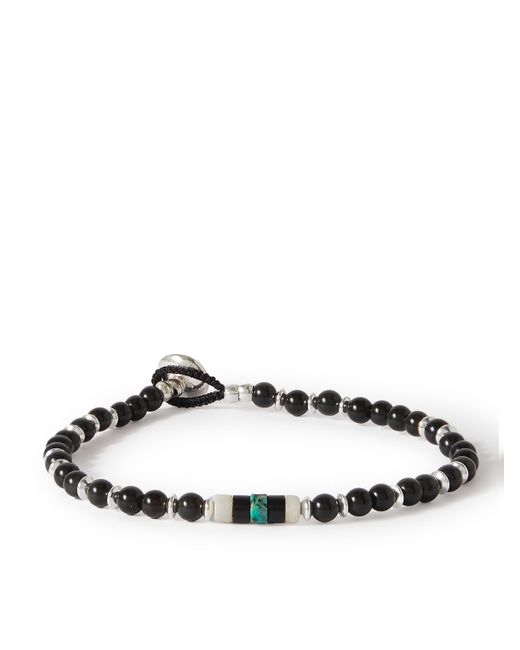 Mikia Silver Obsidian Beaded Bracelet