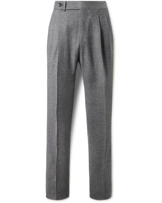 Purdey Straight-Leg Pleated Wool-Flannel Trousers