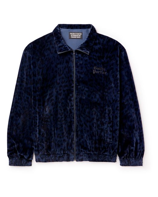 Wacko Maria Embroidered Leopard-Print Cotton-Velvet Track Jacket