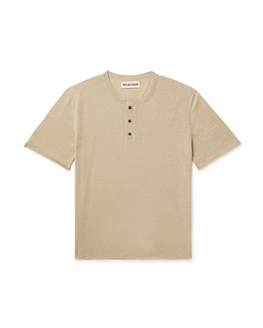 Miles Leon Linen and Cotton-Blend Henley T-Shirt