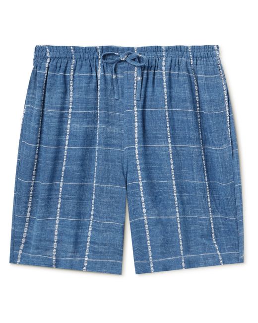 Kardo Straight-Leg Checked Cotton Drawstring Shorts