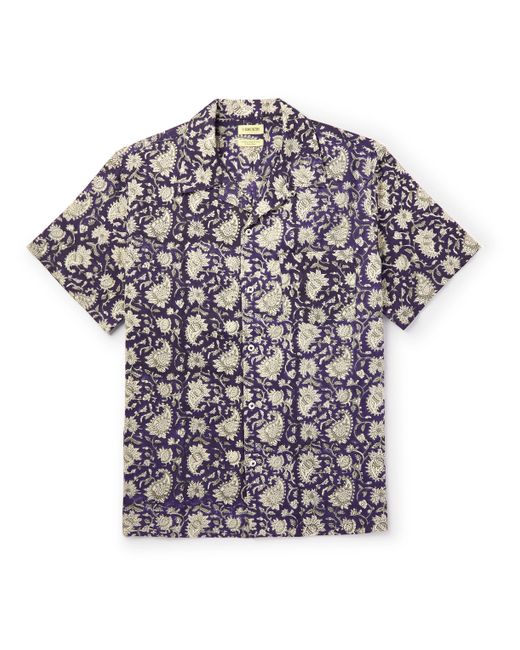 De Bonne Facture Camp-Collar Printed Cotton-Gauze Shirt