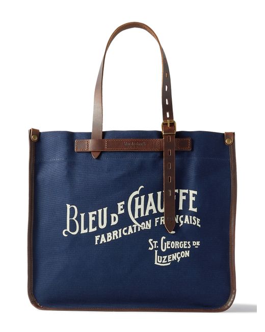 Bleu De Chauffe Bazar Leather-Trimmed Printed Cotton-Canvas Tote Bag