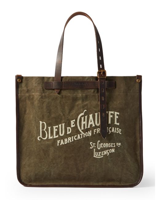 Bleu De Chauffe Bazar Leather-Trimmed Printed Cotton-Blend Canvas Tote Bag