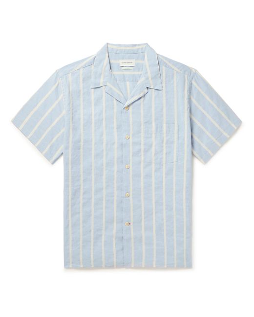 Oliver Spencer Havana Camp-Collar Striped Cotton and Linen-Blend Shirt