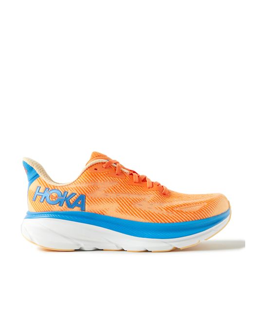 Hoka One One Clifton 9 Rubber-Trimmed Mesh Running Sneakers