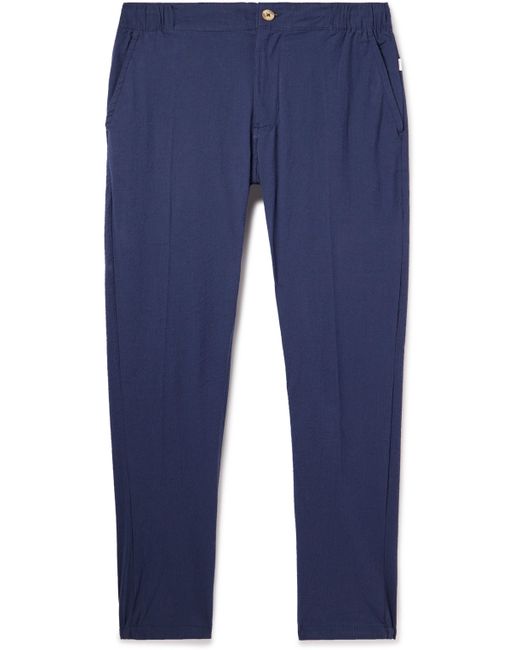 Onia Tapered Stretch-Cotton Seersucker Trousers