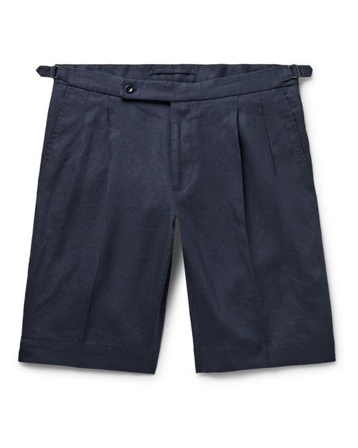 Incotex Straight-Leg Pleated Linen Bermuda Shorts