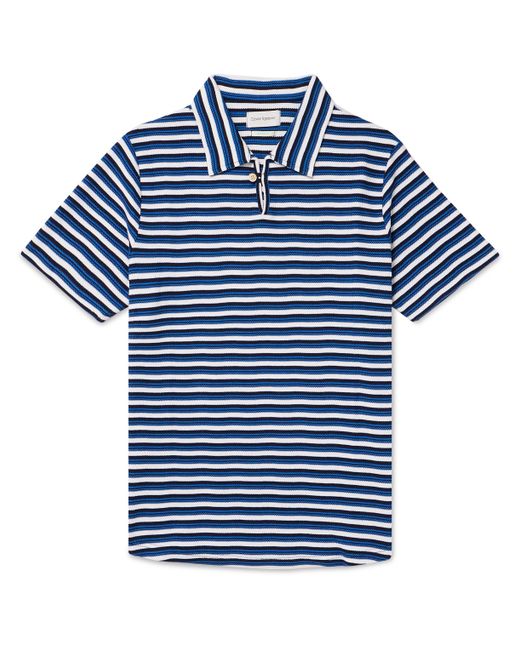 Oliver Spencer Hawthorn Striped Waffle-Knit Stretch-Cotton and Modal-Blend Polo Shirt