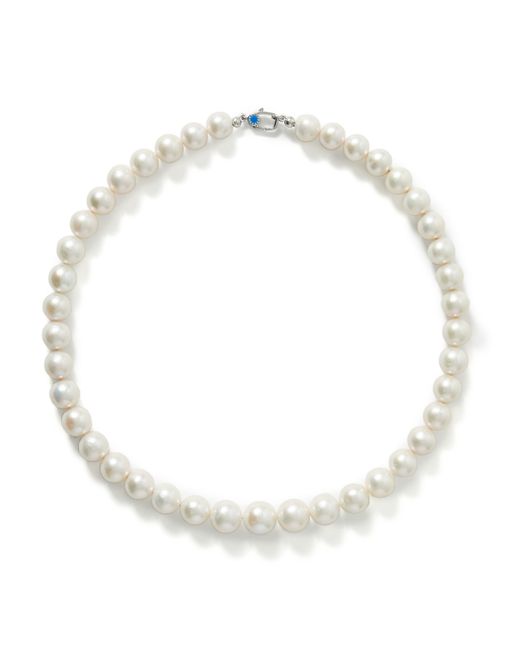 Polite Worldwide® POLITE WORLDWIDE Jumbo 14-Karat White Gold Pearl and Enamel Necklace