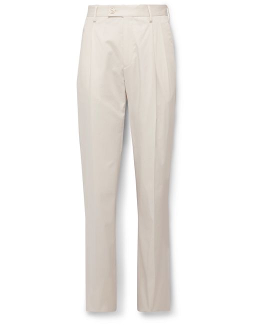 Purdey Straight-Leg Pleated Cotton-Blend Twill Trousers