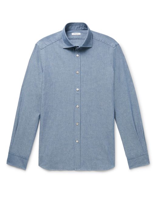 Boglioli Slim-Fit Cutaway-Collar Cotton-Chambray Shirt