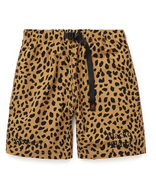 Wacko Maria Gramicci Straight-Leg Belted Leopard-Print Nylon Shorts
