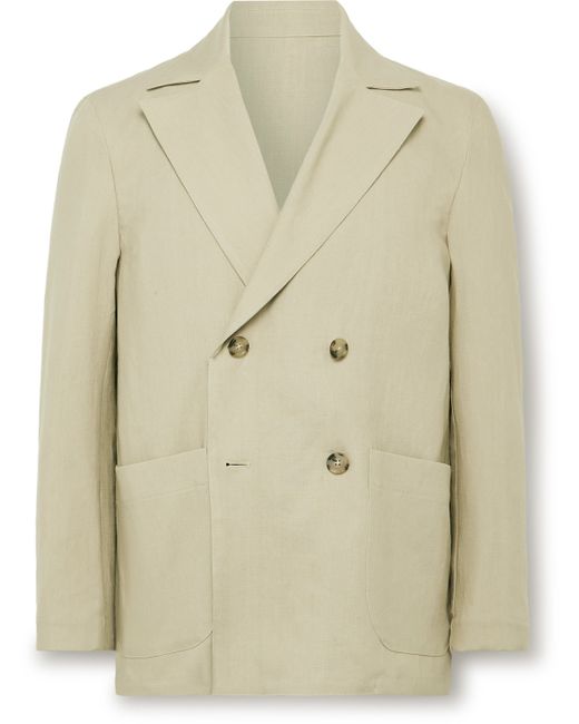 Stòffa Unstructured Double-Breasted Washed-Linen Blazer