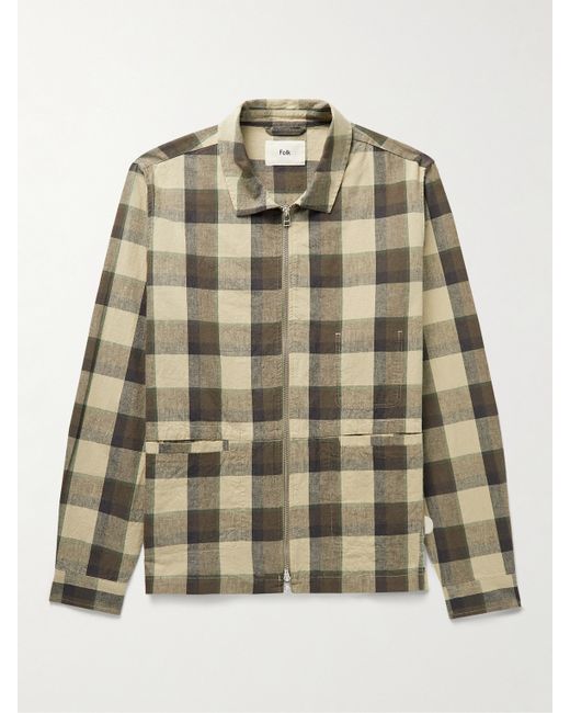 Folk Signal Checked Linen and Cotton-Blend Blouson Jacket
