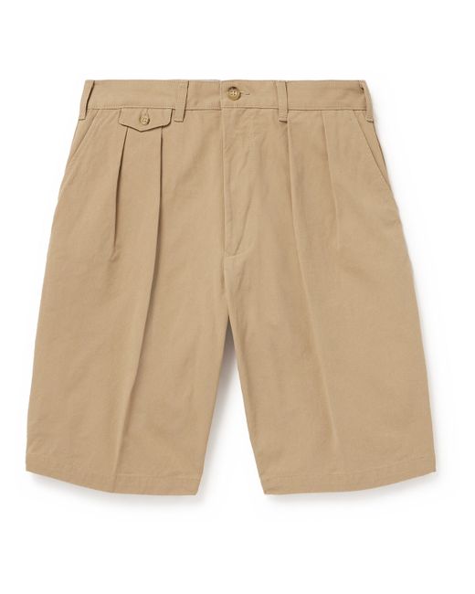 Beams Plus Wide-Leg Pleated Cotton-Twill Shorts