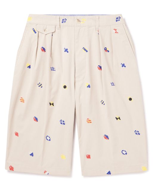 Beams Plus Embroidered Straight-Leg Cotton-Blend Canvas Bermuda Shorts S