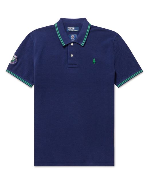 Polo Ralph Lauren Wimbledon Logo-Embroidered Appliquéd Cotton-Piqué Polo Shirt XS