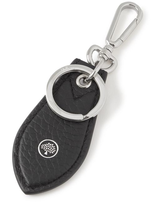 Mulberry Logo-Embossed Full-Grain Leather and Silver-Tone Keyring