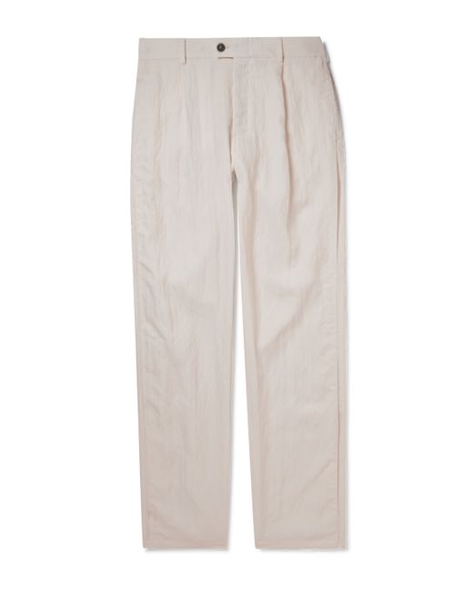Giorgio Armani Straight-Leg Pleated Crinkled Stretch-Shell Trousers IT 46