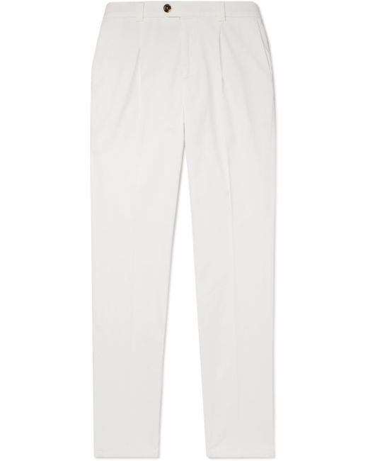 Brunello Cucinelli Tapered Pleated Cotton-Blend Twill Trousers IT 48