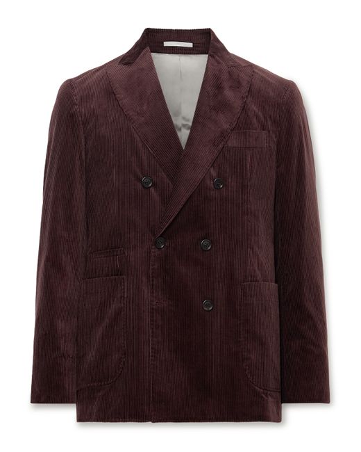 Brunello Cucinelli Double-Breasted Cotton-Corduroy Suit Jacket IT 46