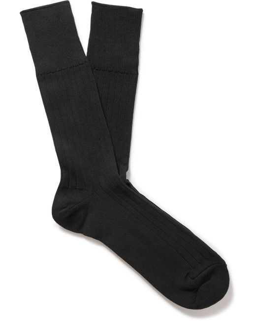 Mr P. Mr P. Ribbed Stretch Cotton-Blend Socks