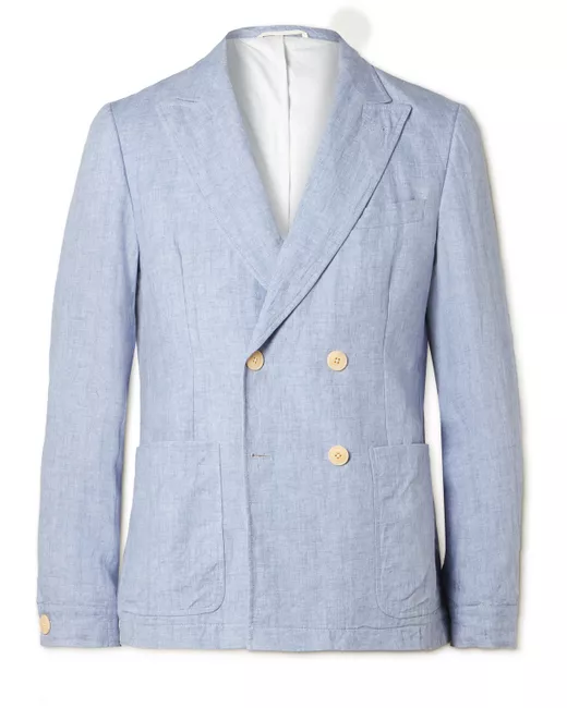 Oliver Spencer Double-Breasted Linen Suit Jacket UK/US 36