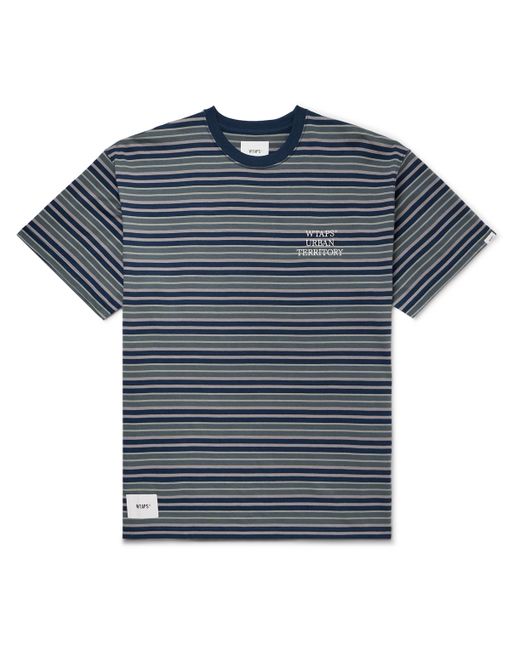 Wtaps Logo-Embroidered Striped Cotton-Jersey T-Shirt S