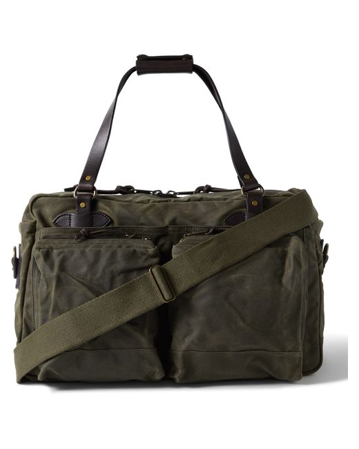 Filson 48 Hour Leather-Trimmed Waxed Cotton-Canvas Duffle Bag