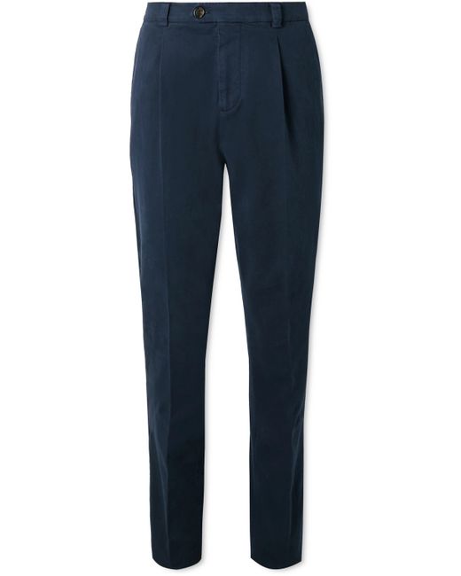 Brunello Cucinelli Tapered Pleated Cotton-Blend Twill Trousers IT 44