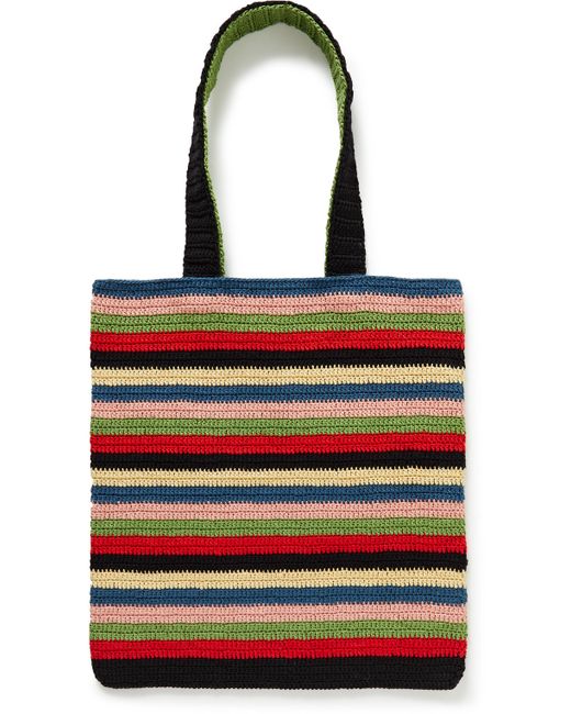 Bode Village Striped Crocheted Cotton Tote Bag