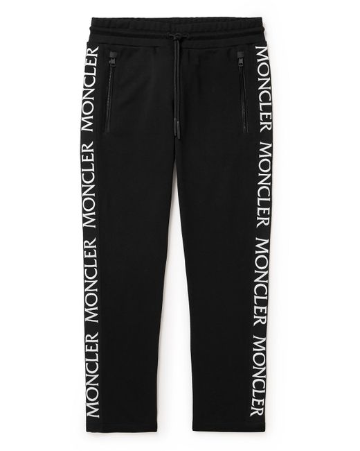 Moncler Webbing-Trimmed Cotton-Jersey Tapered Sweatpants S