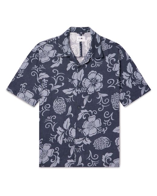 Nn07 Ole 5220 Camp-Collar Printed Linen Shirt S