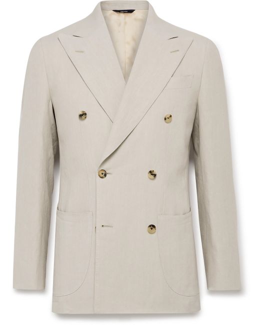 Thom Sweeney Unstructured Double-Breasted Linen Blazer IT 46