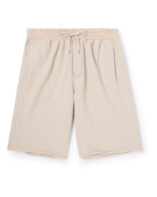Saint Laurent Straight-Leg Leather-Trimmed Cotton-Jersey Drawstring Shorts XS