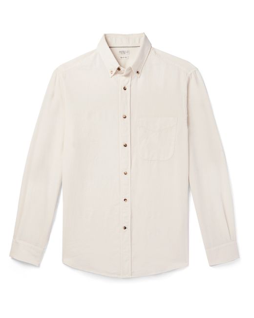 Brunello Cucinelli Button-Down Collar Cotton-Corduroy Shirt S
