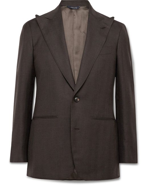 Saman Amel Slim-Fit Herringbone Wool Silk and Linen-Blend Twill Suit Jacket IT 48