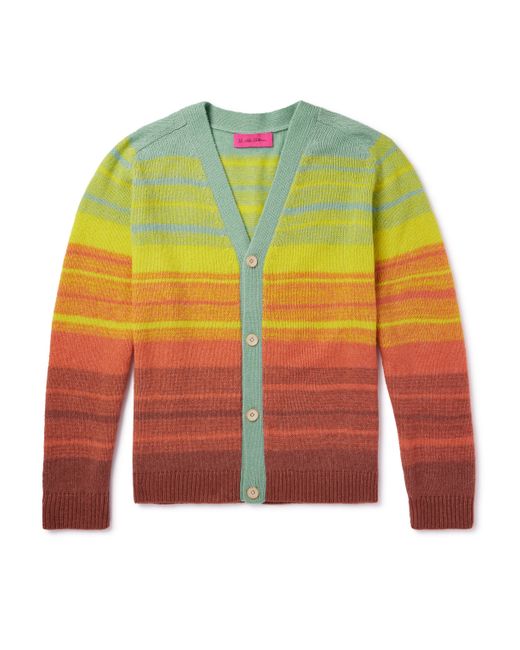 The Elder Statesman Striped Cashmere and Cotton-Blend Cardigan S
