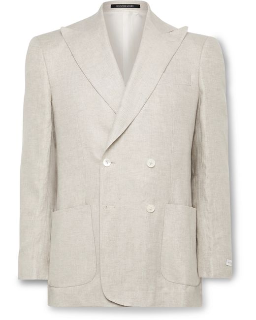 Richard James Double-Breasted Linen-Twill Suit Jacket UK/US 36
