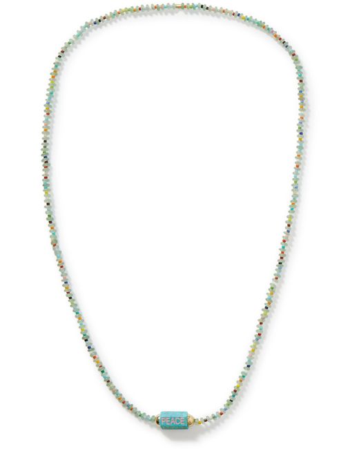 Luis Morais Gold Turquoise Enamel and Glass Beaded Necklace