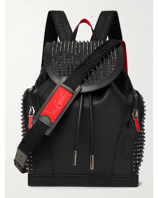 Christian Louboutin Explorafunk Spiked Rubber-Trimmed Full-Grain Leather Backpack