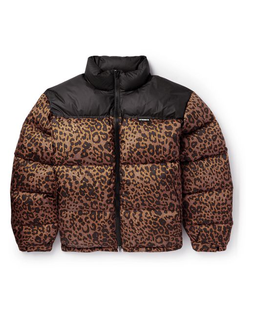 Vetements Logo-Appliquéd Leopard-Print Shell Down Jacket S