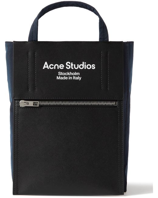 Acne Studios Baker Out Small Logo-Print Leather and Nylon Tote Bag