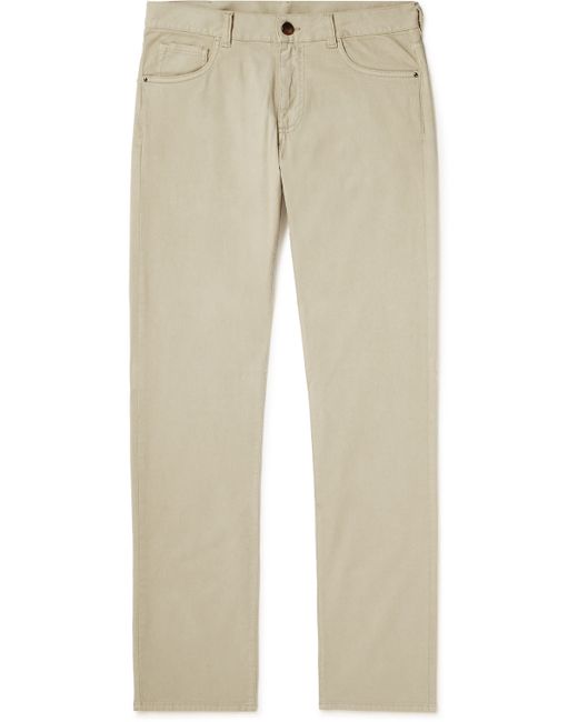 Canali Slim-Fit Straight-Leg Garment-Dyed Stretch Cotton-Blend Trousers IT 46