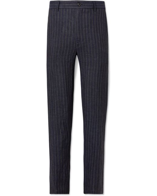 Miles Leon Straight-Leg Pinstriped Slub Linen Trousers UK/US 30