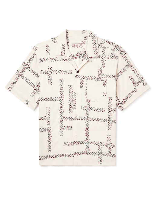 Kardo Convertible-Collar Embroidered Cotton Shirt S