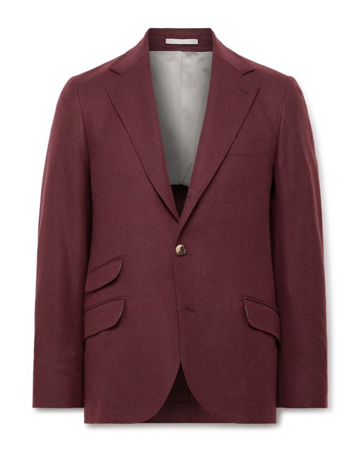 Brunello Cucinelli Slim-Fit Brushed Wool Silk and Cashmere-Blend Twill Blazer IT 48